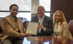 Marcus and Yolanda Glenn with Oakland County Executive L. Brooks Patterson