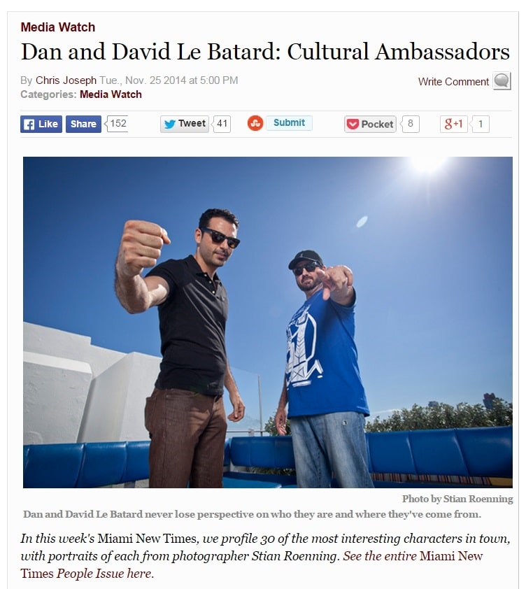LEBO named cultural ambassador in Miami New Times, People 2014