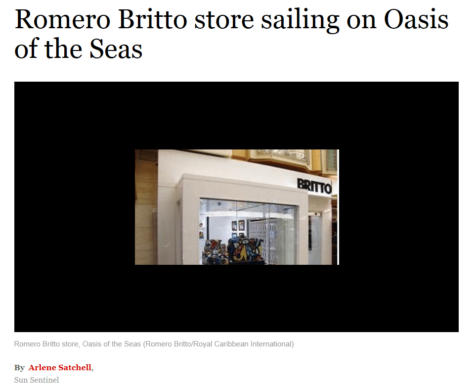 Britto's new store, as seen on the Oasis of the Seas