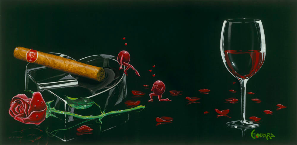 Michael Godard Red Wine Love Petals