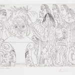 "Le Buste du Peintre Mort est Couronne Par L'Academie: La Veuve Se Moque" (1968). Etching from Pablo Picasso's 347 Series.