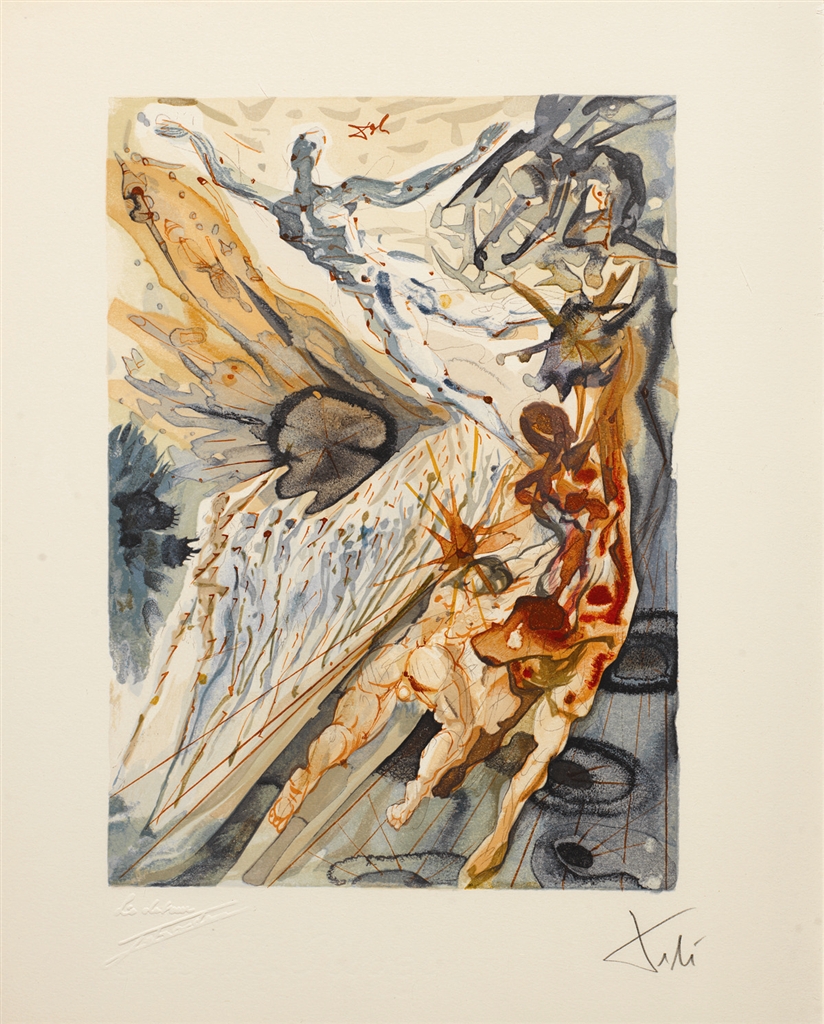 "Meeting of the Two Groups of Lechers" (Recontre de deux troupes de luxurieux; 1960). From "Divine Comedy—Purgatory 26," Salvador Dalí.