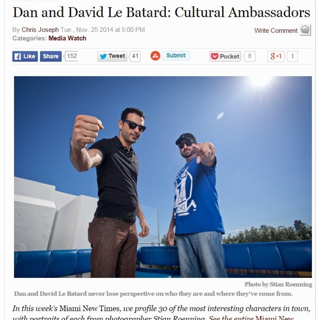 LEBO named cultural ambassador in Miami New Times, People 2014