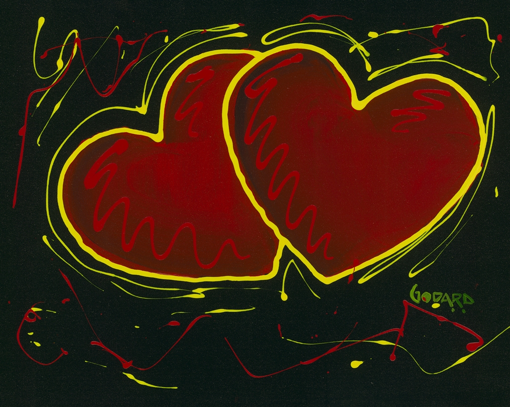 "Hearts of Hope on Black" (2015), Michael Godard