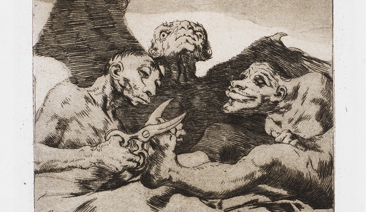 Detail from "Se Repulen" (They Spruce Themselves Up, c. 1799). Etching from Francisco Goya's Los Caprichos series.