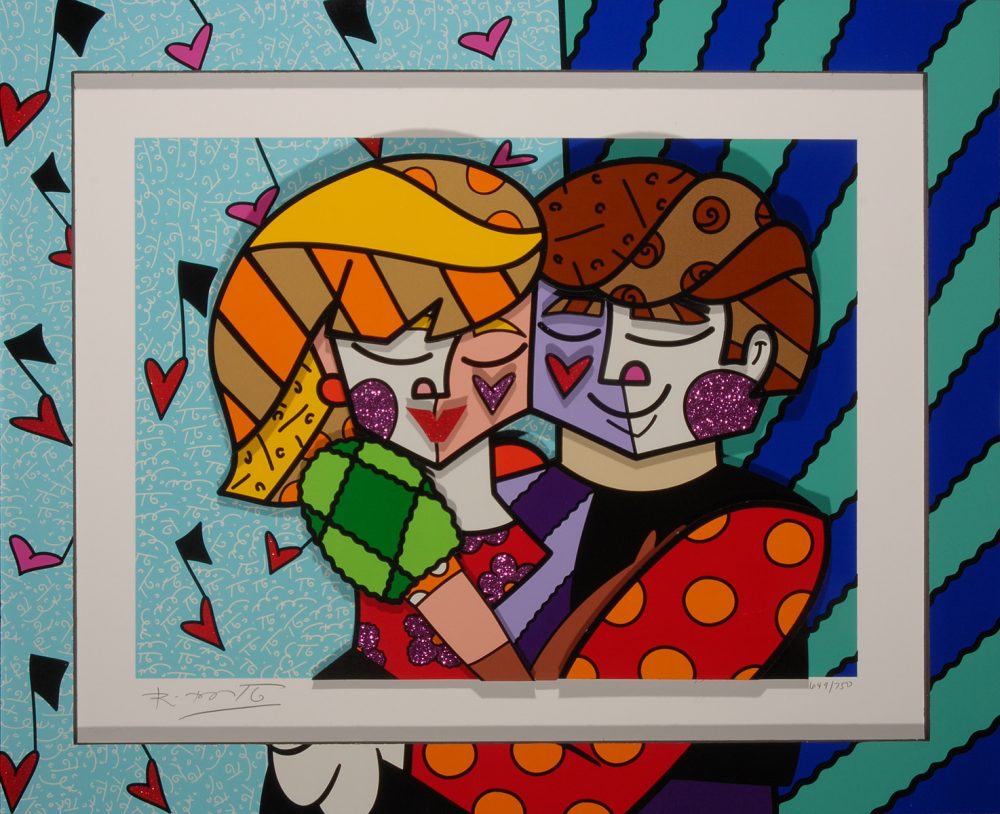 Romero Britto Blue Couple Park West Gallery