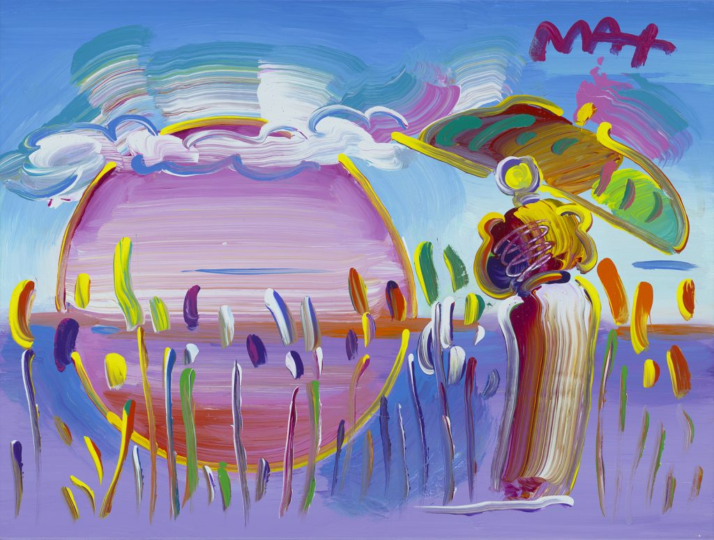 Peter Max Rainbow Umbrella Man in Reeds Ver. II Park West Gallery