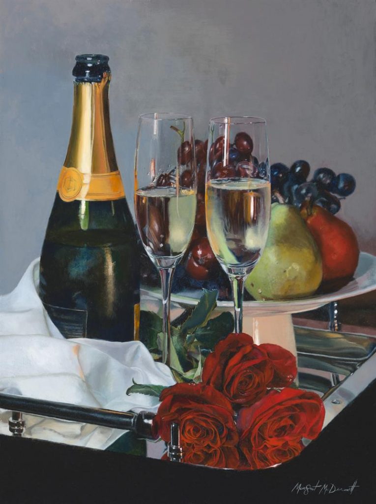 "Tete-a-Tete Champagne and Roses" (2017), Margret McDermott