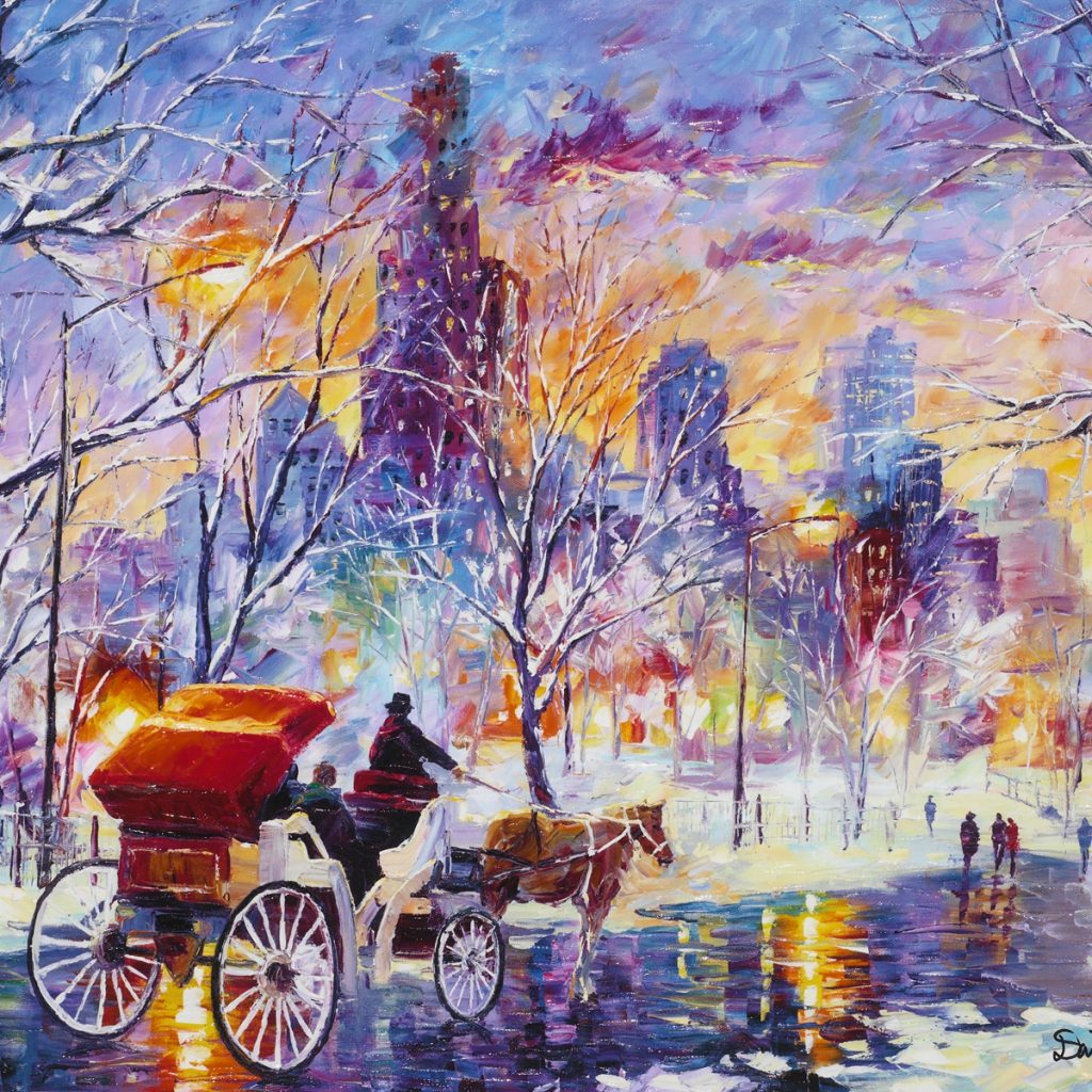 "Snowy New York" (2014), Daniel Wall, Park West Gallery Winter Art