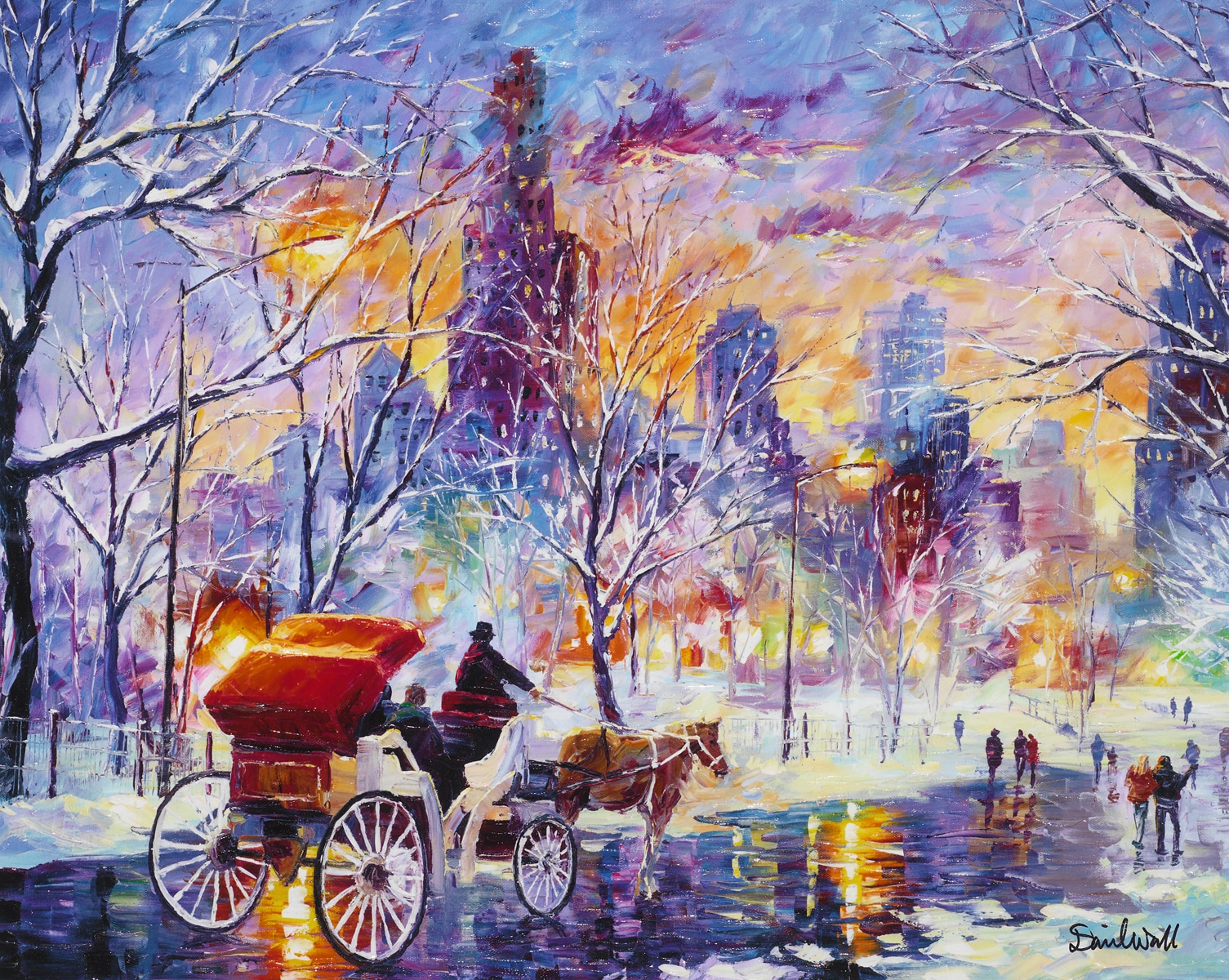 "Snowy New York" (2014), Daniel Wall, Park West Gallery Winter Art