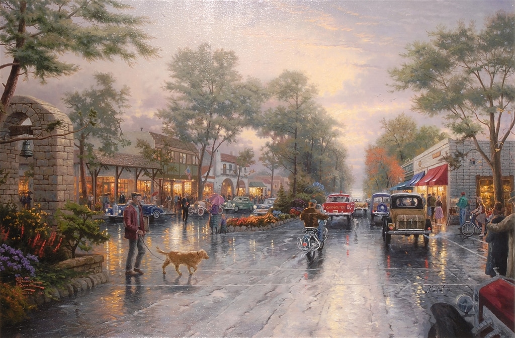 "Carmel Sunset on Ocean Avenue" (1999), Thomas Kinkade