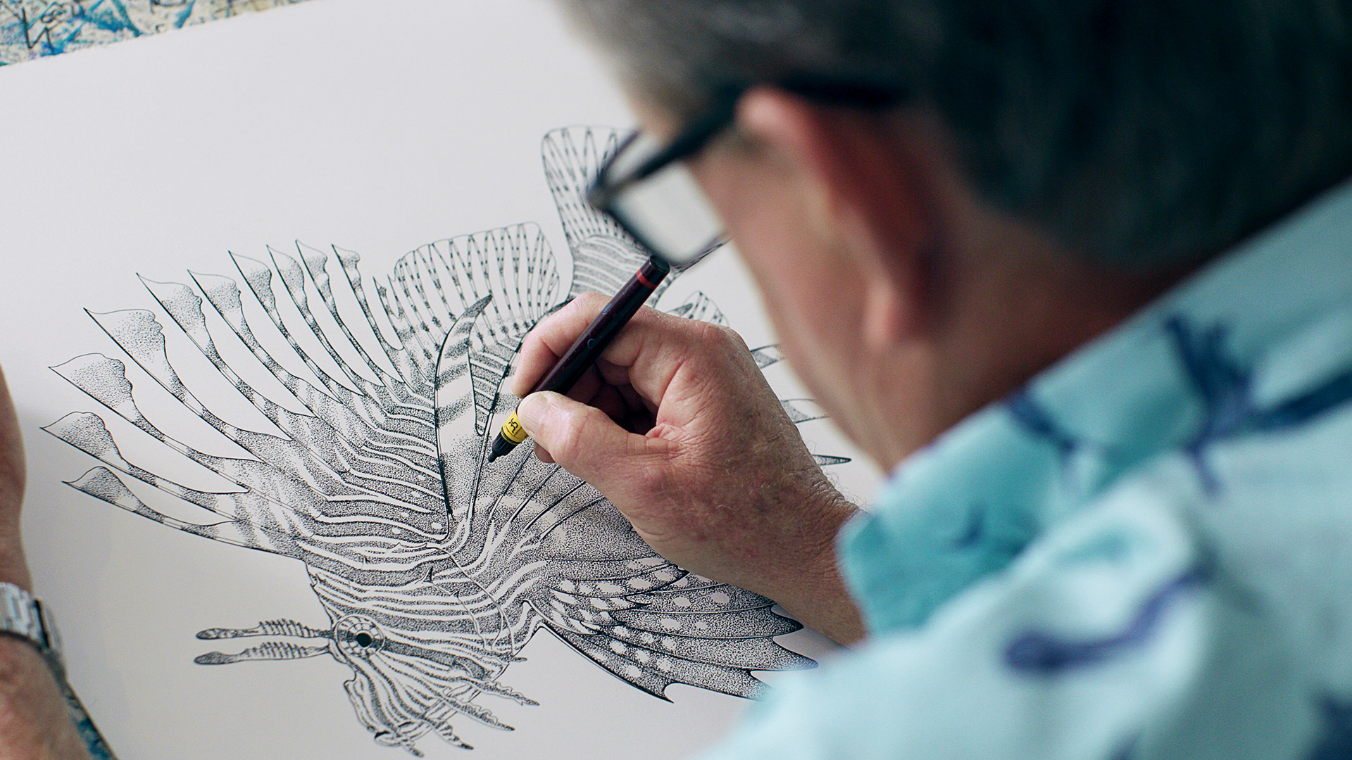 Guy Harvey working at his Grand Cayman studio, Guy Harvey art, Park West Gallery