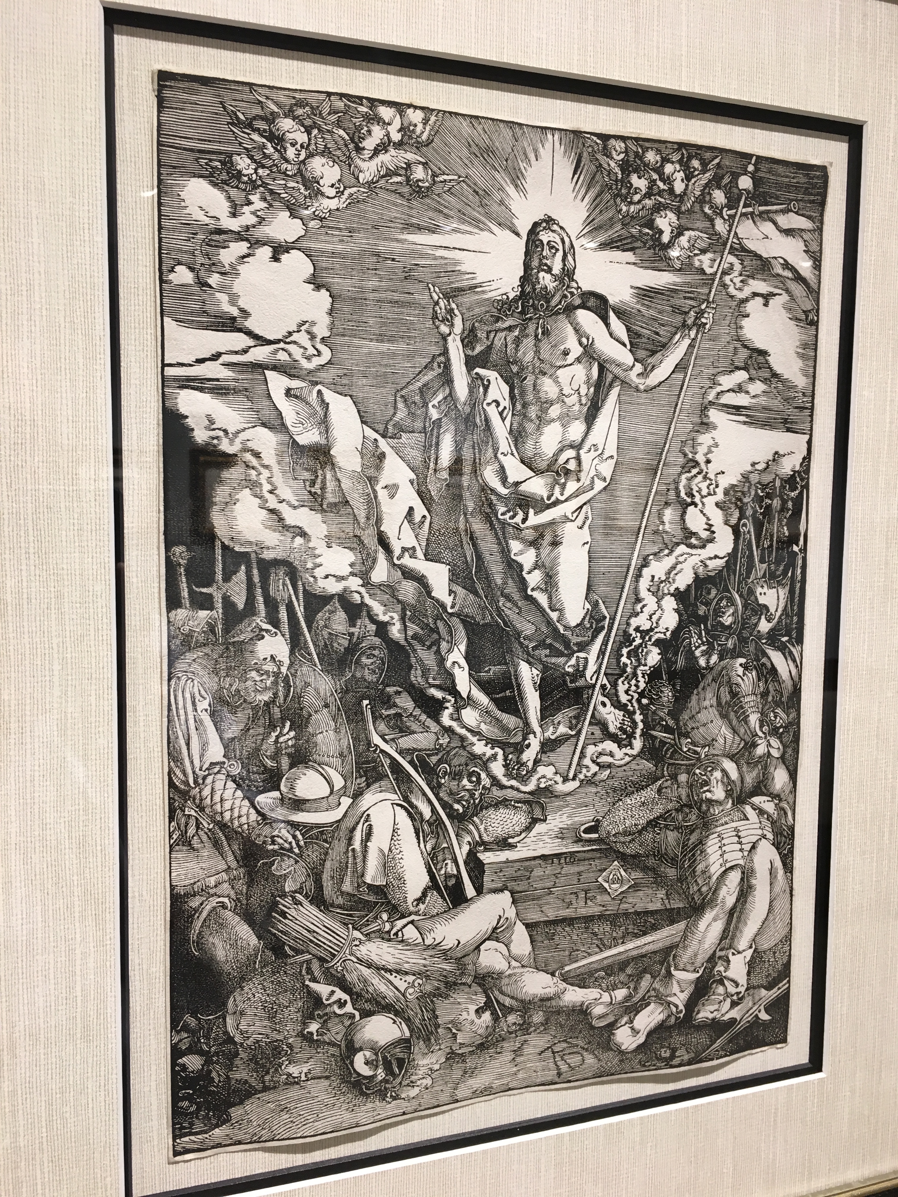 "The Resurrection of Christ" (1510), Albrecht Dürer, woodcut from "The Large Passion." Currently on display at Park West Museum.