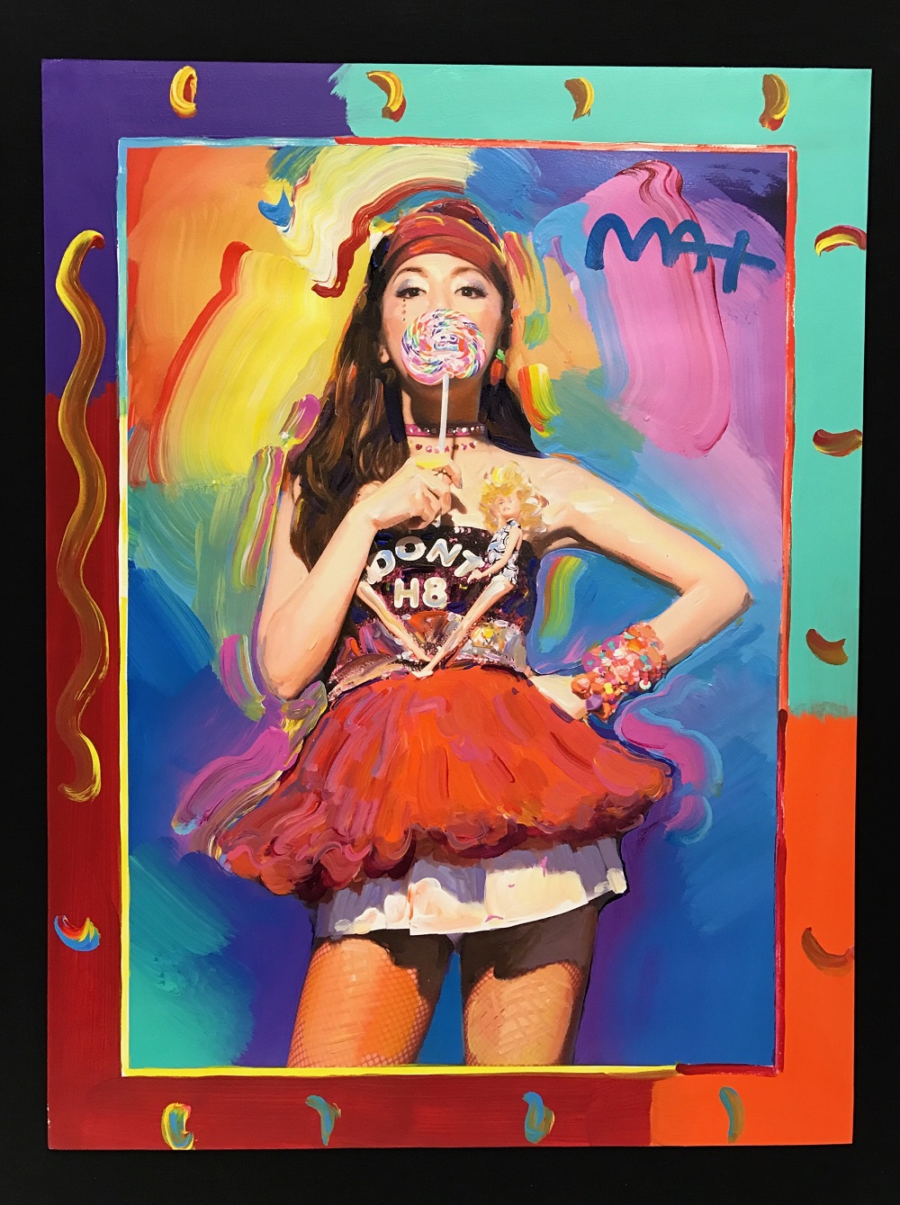 Peter Max's portrait of G.E.M. that will be auctioned off for charity aboard Royal Caribbean International’s Quantum of the Seas cruise ship. Park West Gallery, Peter Max cruise ship art