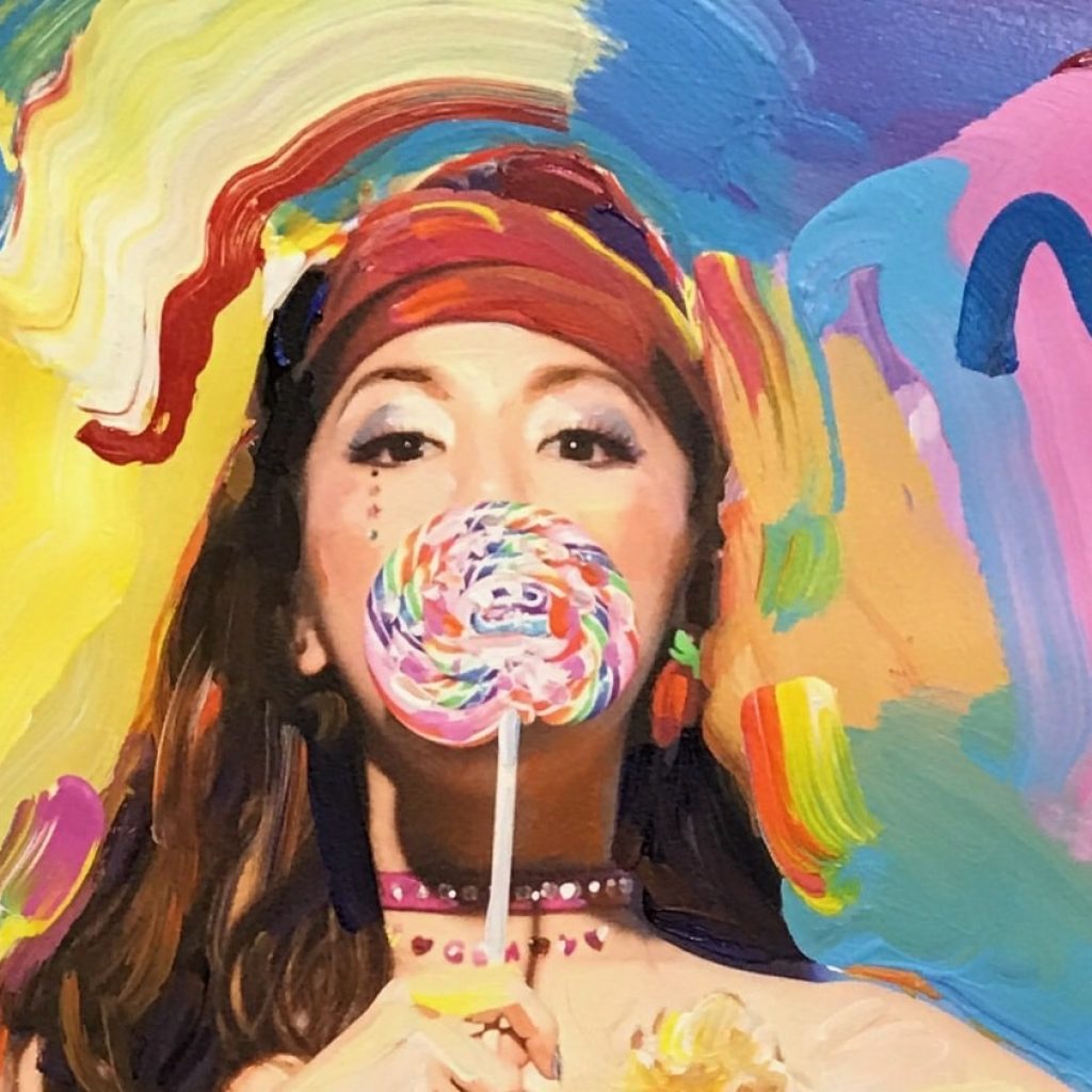 Close-up of original G.E.M. portrait by Peter Max, Park West Gallery