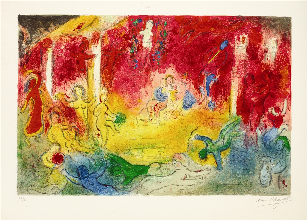 "Temple and History of Bacchus" (1961), Marc Chagall. From the Daphnis and Chloé suite. On display at Park West Museum.