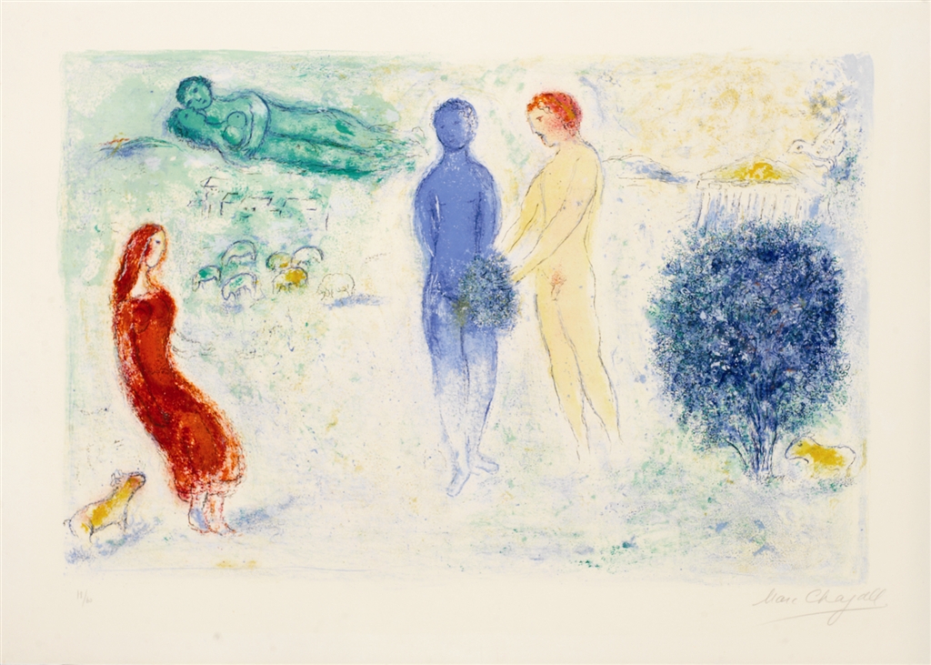 "Chloé's Judgement" (1961), Marc Chagall. From the Daphnis and Chloé suite. On display at Park West Museum.