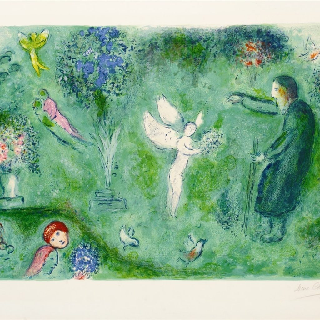 "Philetas's Orchard" (1961), Marc Chagall. From the Daphis and Chloé suite. On display at Park West Museum.