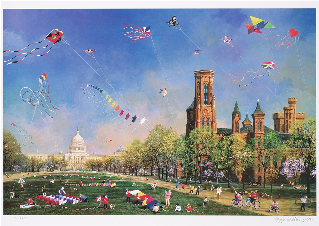 "Kite Day in Washington" (2016), Alexander Chen, Park West Gallery, summer art