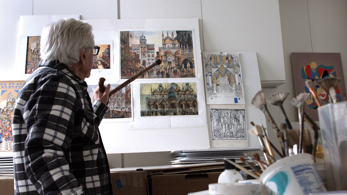 Anatole Krasnyansky in his art studio.