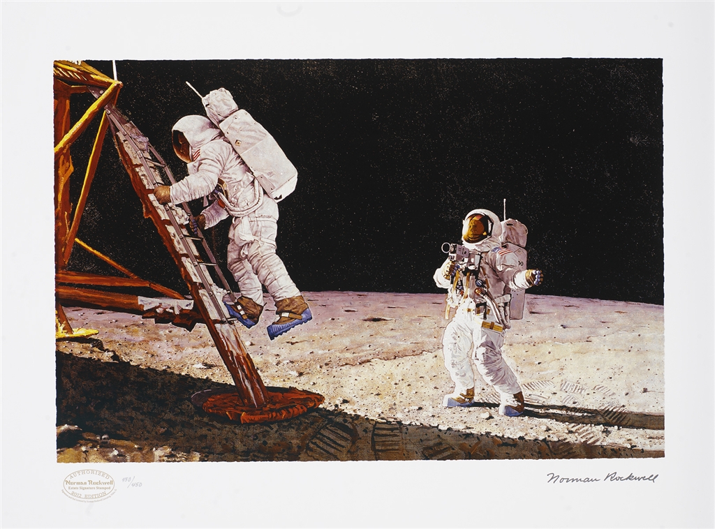 "The Final Impossibility: Man's Tracks on the Moon," original illustration, 1967; seriolithograph, 2012, Norman Rockwell.