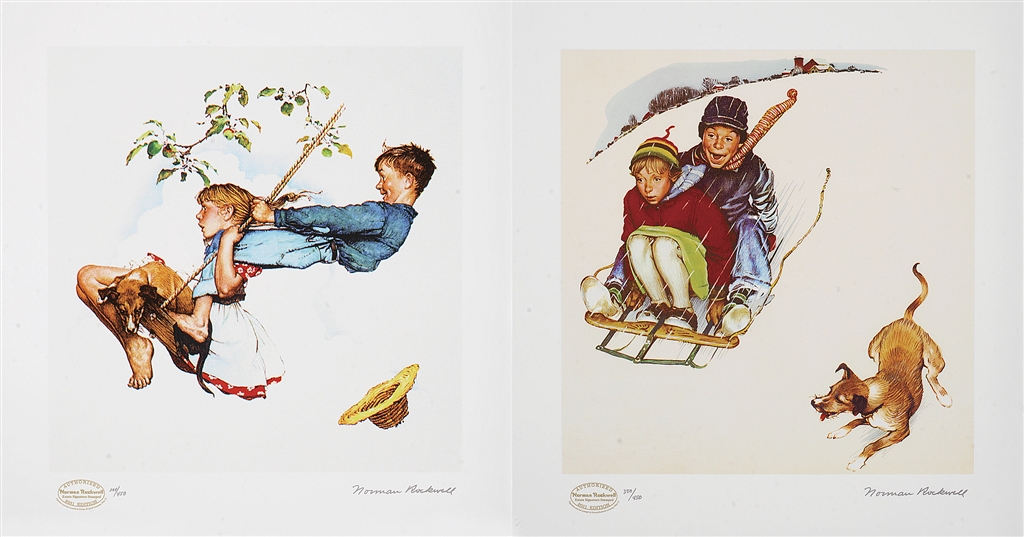 "Young Love Suite," original paintings, 1948; seriolithograph, 2011, Norman Rockwell