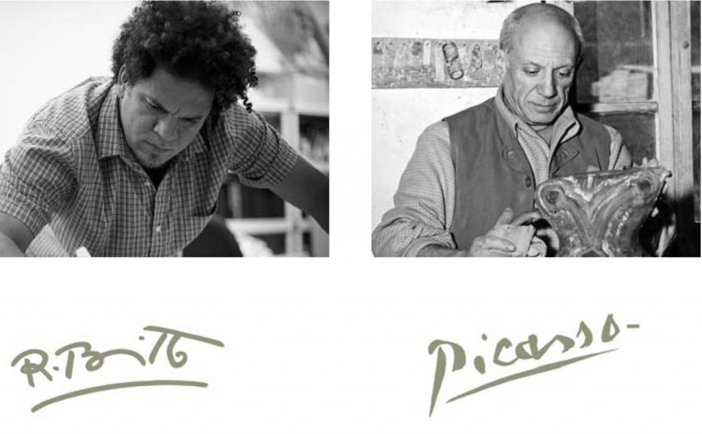 Romero Britto, Pop-Art Star, and Pablo Picasso, Icon of Classical Modern Art.