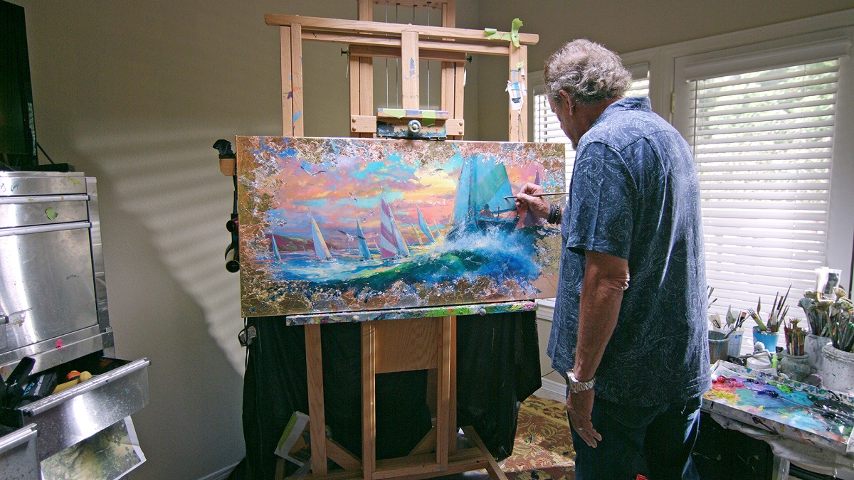 Coleman working in his studio.