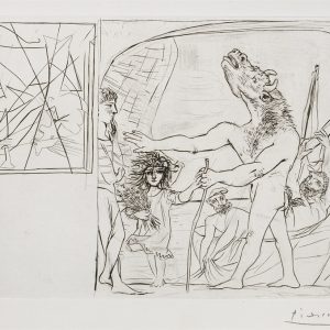 "Minotaure Aveugle Guide Par une Fillette, I" (1934). Etching from Picasso's Vollard Suite.