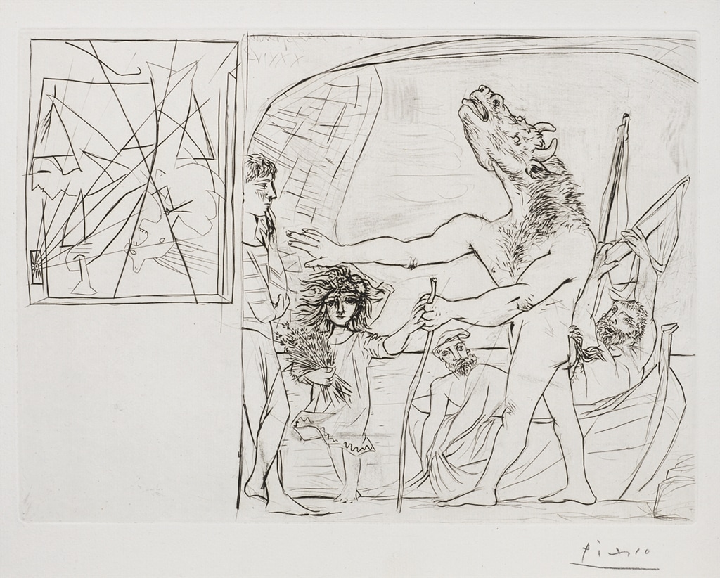 "Minotaure Aveugle Guide Par une Fillette, I" (1934). Etching from Picasso's Vollard Suite.