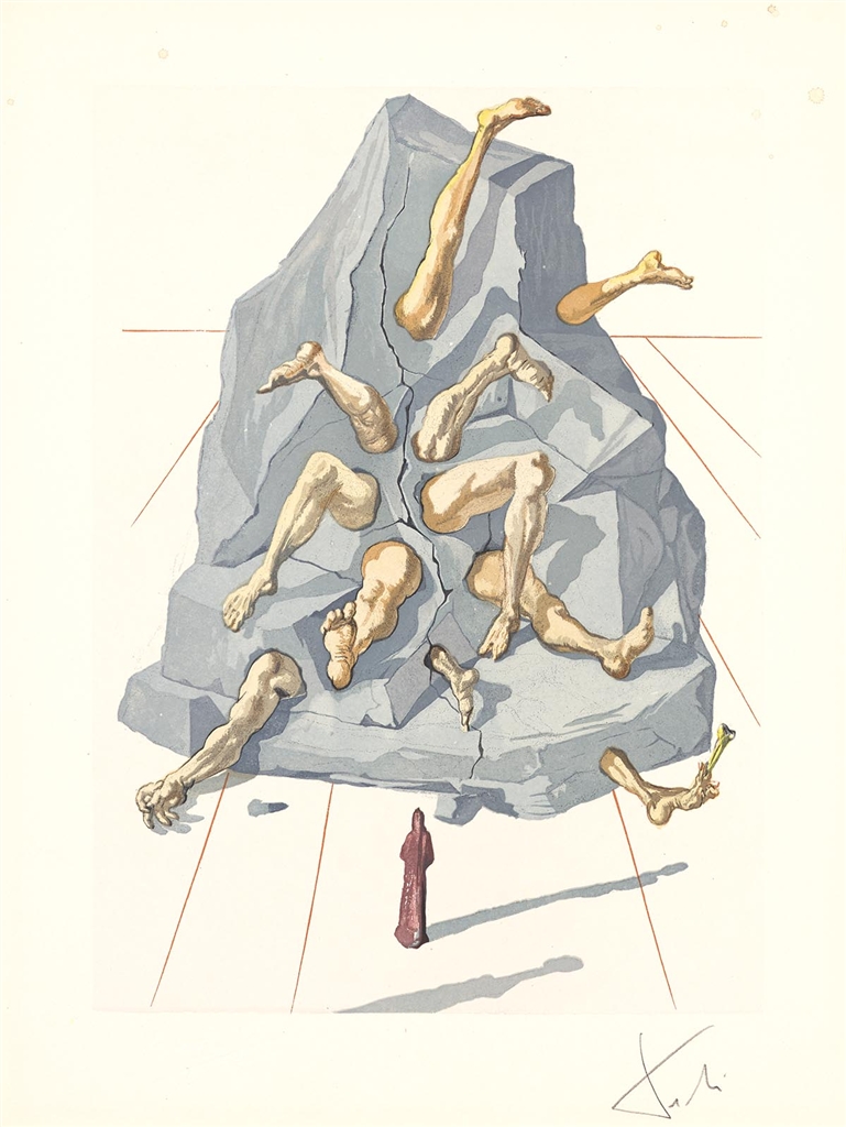 "Inhabitants of Prado" (Les habitants de Prato; 1959-1963). From Dalí's "Divine Comedy—Inferno 26."