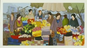 "Flower Market City Square," Itzchak Tarkay