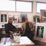 Igor Medvedev and Park West Gallery Founder and CEO Albert Scaglione at Romi-Shaked Levan studio in Israel in 1999