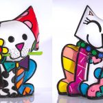 From left to right: "Yellow Flower" and "Red Flower" by Romero Britto. From the Britto sculpture collection.