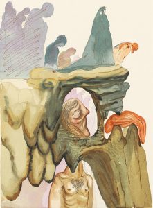 "Les Prevaricators" (The Dishonest, 1959-1963), Salvador Dalí. From "Divine Comedy: Inferno 22."