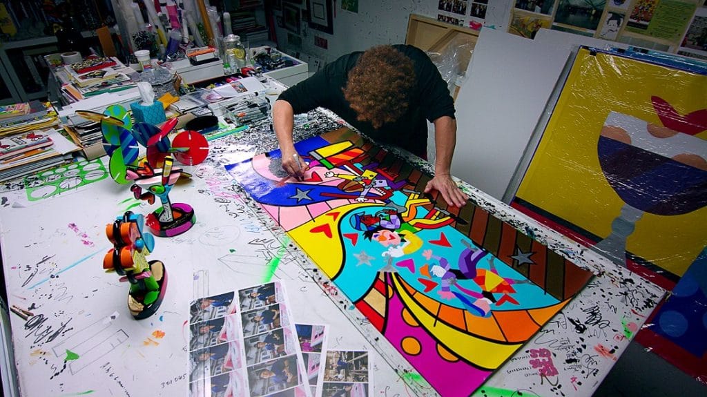 Romero Britto at work in his studio.