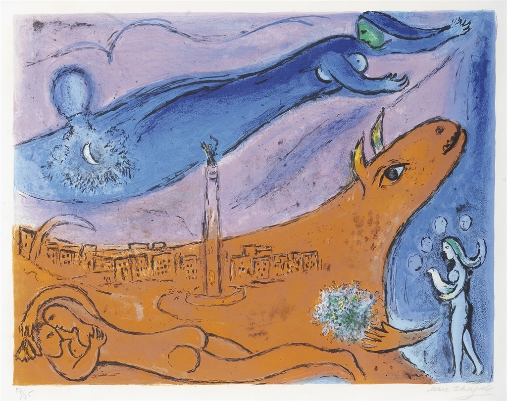 "The Bastille" (1954; M. 111), Marc Chagall, Expressionism, Expressionist Art