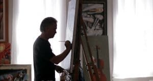 Jacobs at work in his studio.