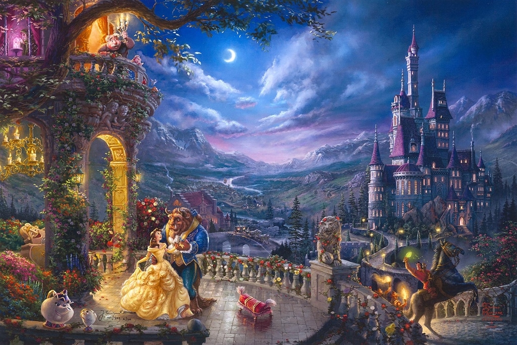 "Beauty and the Beast Dancing in the Moonlight," Thomas Kinkade Studios