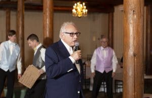 Radio host Paul W. Smith giving his toast at Albert Scaglione's 80th birthday party.