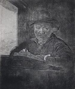 "Self Portrait Drawing at a Window" (1648), Rembrandt