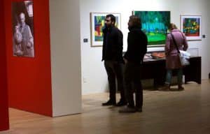 Patrons tour the new exhibition on opening night.