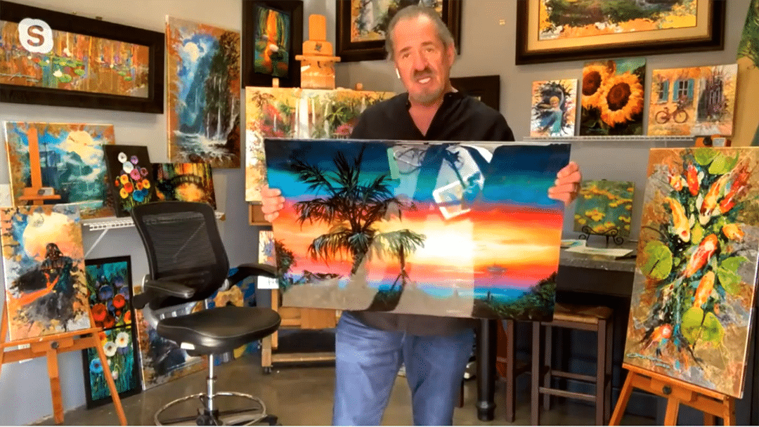 James Coleman shows the camera a large painting