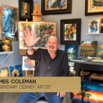 James Coleman in his studio waving at his webcamera