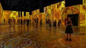 A look inside the Immersive Van Gogh exhibition in Chicago. (Image via NBC Chicago.)
