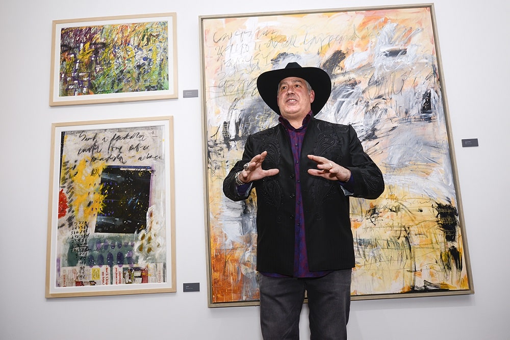 Tim Yanke at the opening of his exhibition "Abstract Musings" at the Monthaven Arts Center in Tennessee.