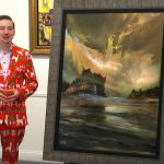 Park West online auction host Cole Waters present a painting by Ashton Howard titled “True Treasures,” which broke the artist’s previous record for the highest price paid for one of his paintings at auction.