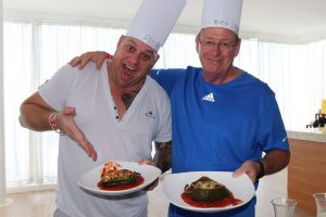 Lloyd and his father cooking at a special event while visiting Mexico.