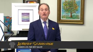 Park West Gallery Founder and CEO Albert Scaglione spoke to collectors at the beginning of the first live-streaming auction on Friday, March 11.