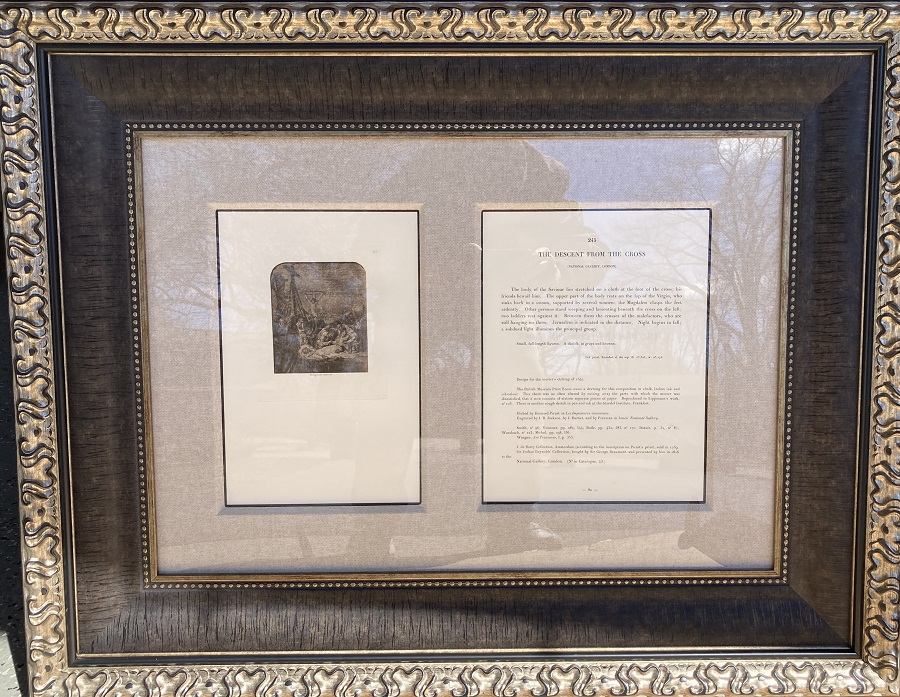Photo of the final framing that the Jureks decided on for "Descent from the Cross"